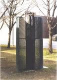 1997 version, labeled "Kryptos," at the Neuberger Museum of Art 1997 Biennial Exhibition of Public Art, 6'L x 2'w x 9'h